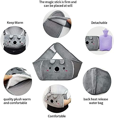 Dibikou Hot Water Bottle Belt, 1L wrap Around Wearable 3 in 1 Hot Water Bottle with 130 cm Extra Long Soft Waist Cover - Image 4