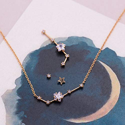 Aries Zodiac Constellation Sign Earrings Necklace Set Gold Aries Star Celestial Astrology Horoscope Jewelry gift box Personalized Gifts For Mom (Earrings & Necklace Set)