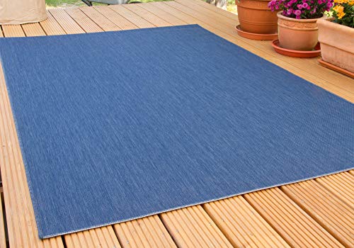Steffensmeier In- und Outdoor Teppich Gotland | für Balkon, Terrasse und Küche | Strapazierfähig und wasserfest | in Blau, Größe: 240x330 cm