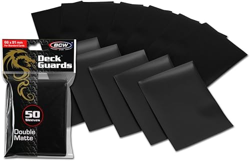 BCW Deck Guard - Fundas dobles negras mate para tarjetas, sin ácidos, seguras para archivos, sin PVC, acabado mate antirreflejo, se adapta a