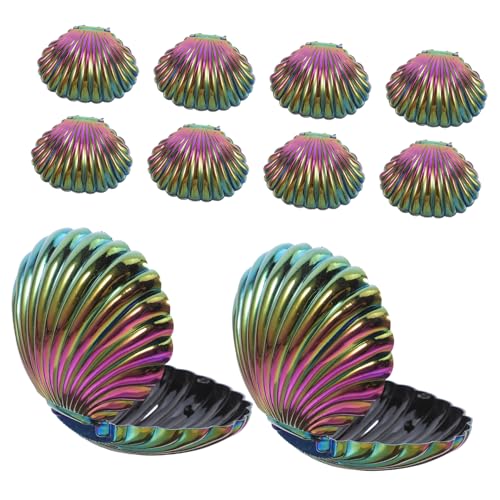 CIYODO Lot De 10 Boîtes à Dragées De Coquillage Nacré Petit Format, Boîtes à Bonbons Iridescentes En Plastique, Contenants Brillants Pour Mariage Et...