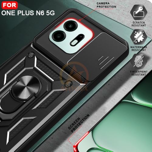 Image of Armor Bumper Back Cover Case for OnePlus N6 5G Rotating Camera Cover, Ring Holder & Kickstand | Heavy Duty & 360 Degree Protection Back Cover for OnePlus N6 5G (Black)
