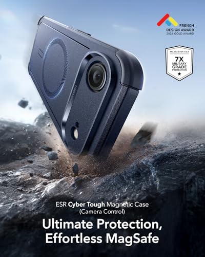 Image of ESR for iPhone Air Case, 23ft Military-Grade Drop Protection, Shock-Absorbing Rugged iPhone 17 Air Cover, MagSafe Accessories Compatible, Cyber Series, Navy Blue