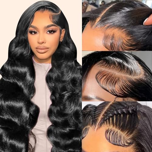 Uveous 28 Inch 13x6 Lace Front Wigs Human Hair HD Body Wave Lace Front Wigs Human Hair Pre Plucked 180 Density Frontal Wigs Human Hair wigs for Black Women Glueless Wigs Human Hair Pre Plucked wig
