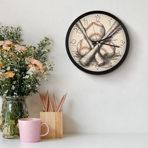 Horloge murale numerique moderne baseball de 25,4 cm pour salle de bain