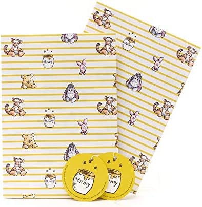 Birthday Gift Wrapping Paper Kids - Wrapping Paper Sheets for Kids, Wrapping Paper Birthday, Winnie The Pooh Wrapping Paper; Winnie The Pooh Gifts - 2 Sheets & 2 Tags