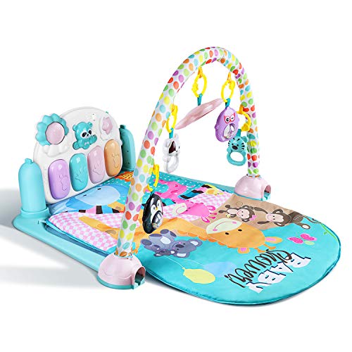 YISSVIC Palestrina Neonato, Palestrina Neonato Multifunzionale con Pianoforte, 5 Giocattoli, Tappetino Morbido Adatta a Bambini di Età Superiore a 3 Mesi