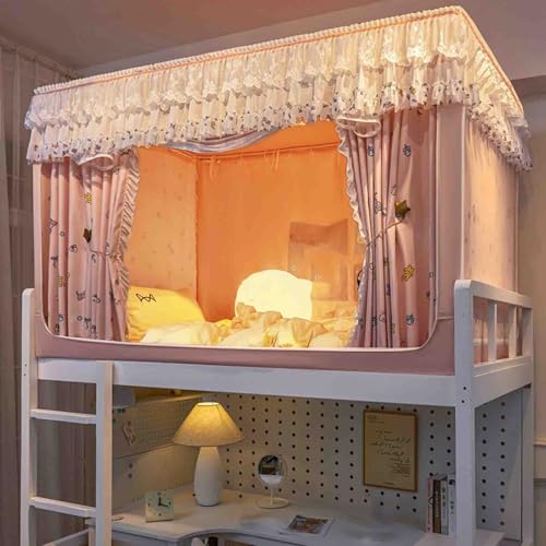Lshtshf-ou Mosquitera de Viaje for Cama, Cortinas de Dormitorio Individual, Marco de Cortinas, toldos for literas, Cortinas Opacas integradas con