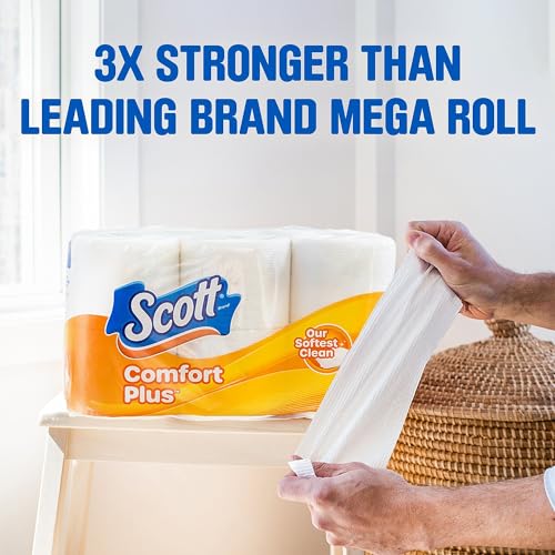 Image of Scott Comfort Plus Toilet Paper, 1-Ply, White, 462 Sheets /Roll, 18 Mega Rolls /Pack (49729)