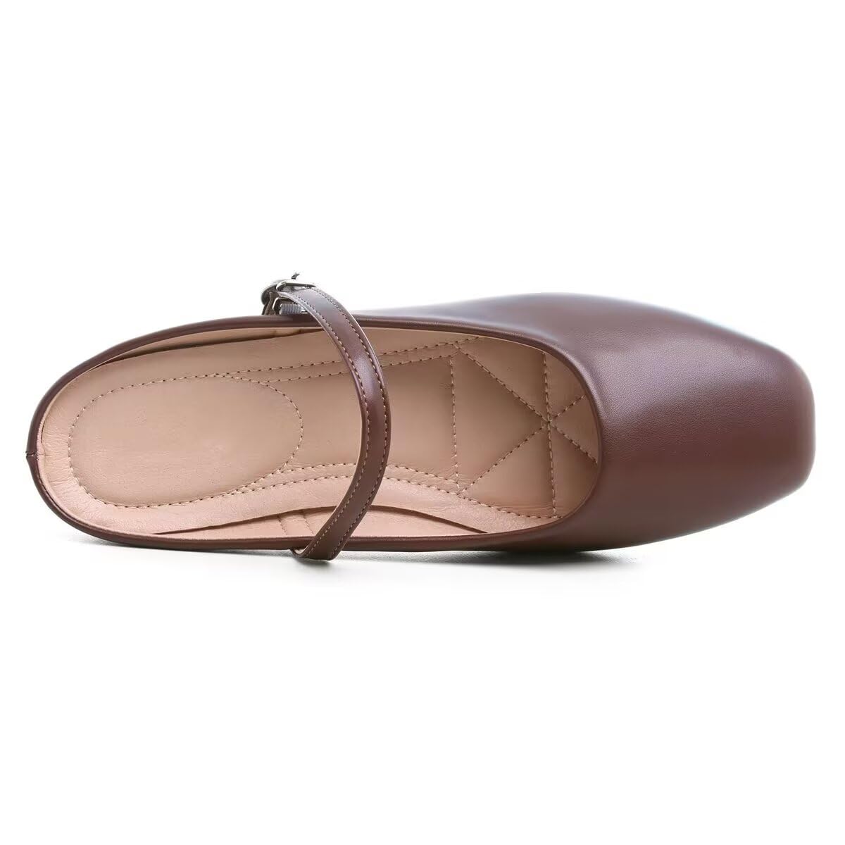 VFDB Women Mules Elegant Dressy Flats Closed Toe Microfiber Leather Shoes Adjustable Buckle Strap Mary Jane Casual Office Shoes