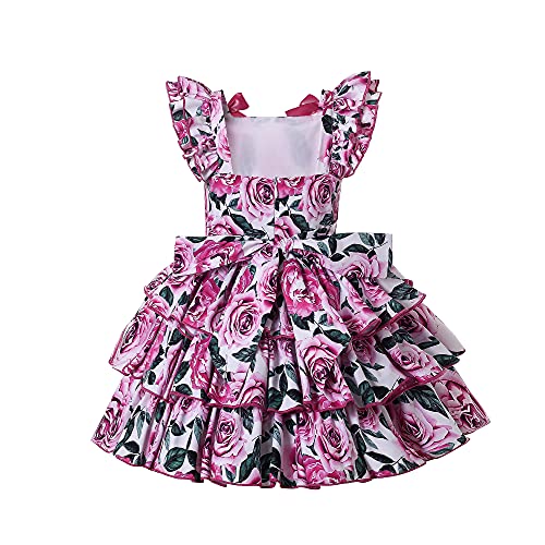 Pettigirl Toddler Girls Summer Vintage Rose Floral Ruffle Layered Clothes Teens Sweet Party Festival Outfit Dresses2