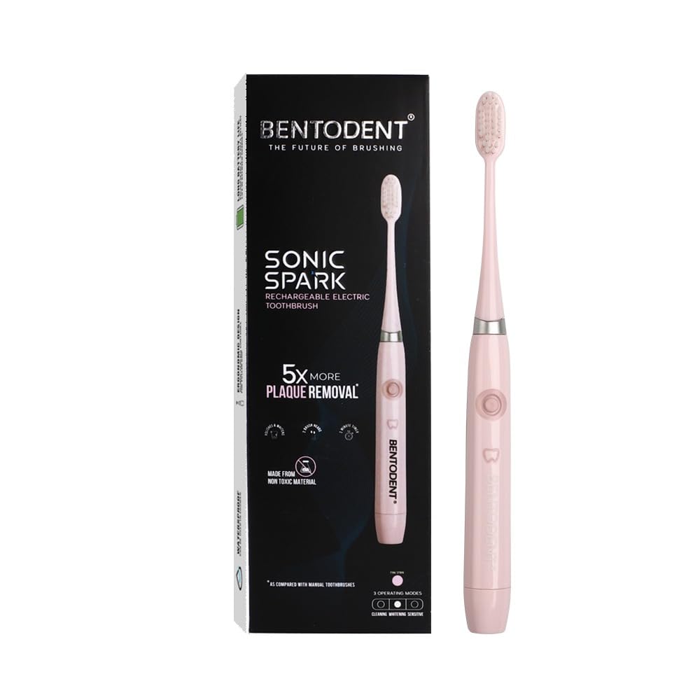 BENTODENT Advanced Sonic Electric Toothbrush | 3 Modes, Ultra-Soft Bristles, 2-Min Timer, QuadPacer | Dentist-Designed for Kids, Adults | Ideal Gift, Whitening Cleaning - Pack of 1 (Pink)-image-22