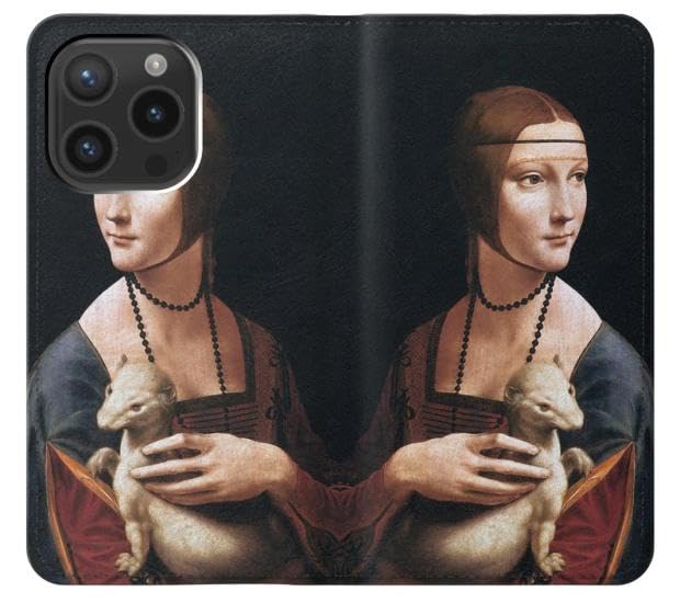Housse cuir iPhone 15 Pro idée cadeau art Leonardo da Vinci - 3