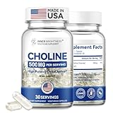 Prenatal Choline Supplements, Liquid Capsules for Focus, Memory, and Energy, 500mg Pure VitaCholine®, Supports Baby’s Cognitive Development in Pregnancy, 30 Day Supply, Made in the USA