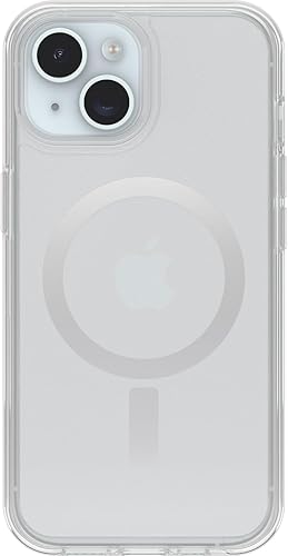OtterBox Funda transparente para iPhone 15, iPhone 14 y iPhone 13 Symmetry Series (transparente), se ajusta a MagSafe, ultra elegante, bordes