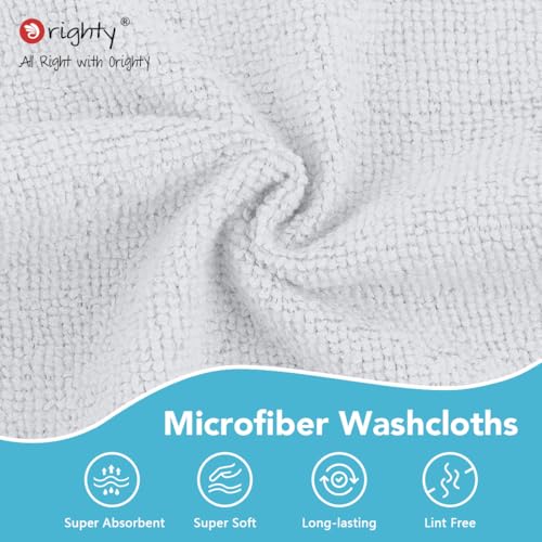 Image of Orighty Microfiber Washcloths 800 Pack, Highly Absorbent and Soft Feel Face Cloths, Multi-Purpose Wash Cloths & Hand Towels for Bathroom, Hotel, Spa, and Gym, 12x12 Inch, White