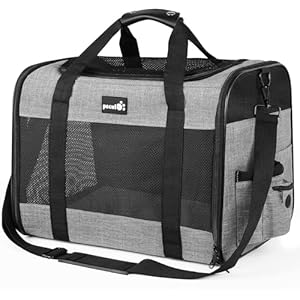 Pecute Bolso Transportín Gatos y Perros Carga Máxima 6 kg,Transporte Transpirable para Mascotas, Portador de Viaje con Correa de Hombro Ajustable, Transporte de Gato con Colchón Suave