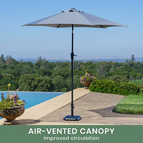 Royal Garden 7.5' Round Crank/Tilt Market Patio Umbrella - Heavy Duty Performance Polyester Fabric Sun Shade - Premium Outdoor Pole Design That Fits Most Umbrella Table And Stand Holes #TOP4