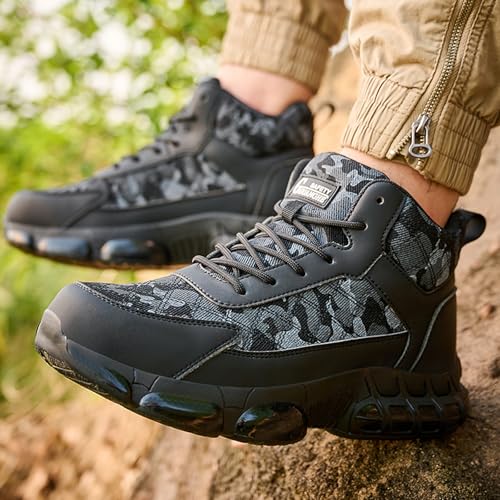 Image of Nutropa Steel Toe Shoes for Men & Women, Super Lightweight Work and Safety Shoes Indestructible Construction Work Sneakers,Black 11.5 Women /10 Men