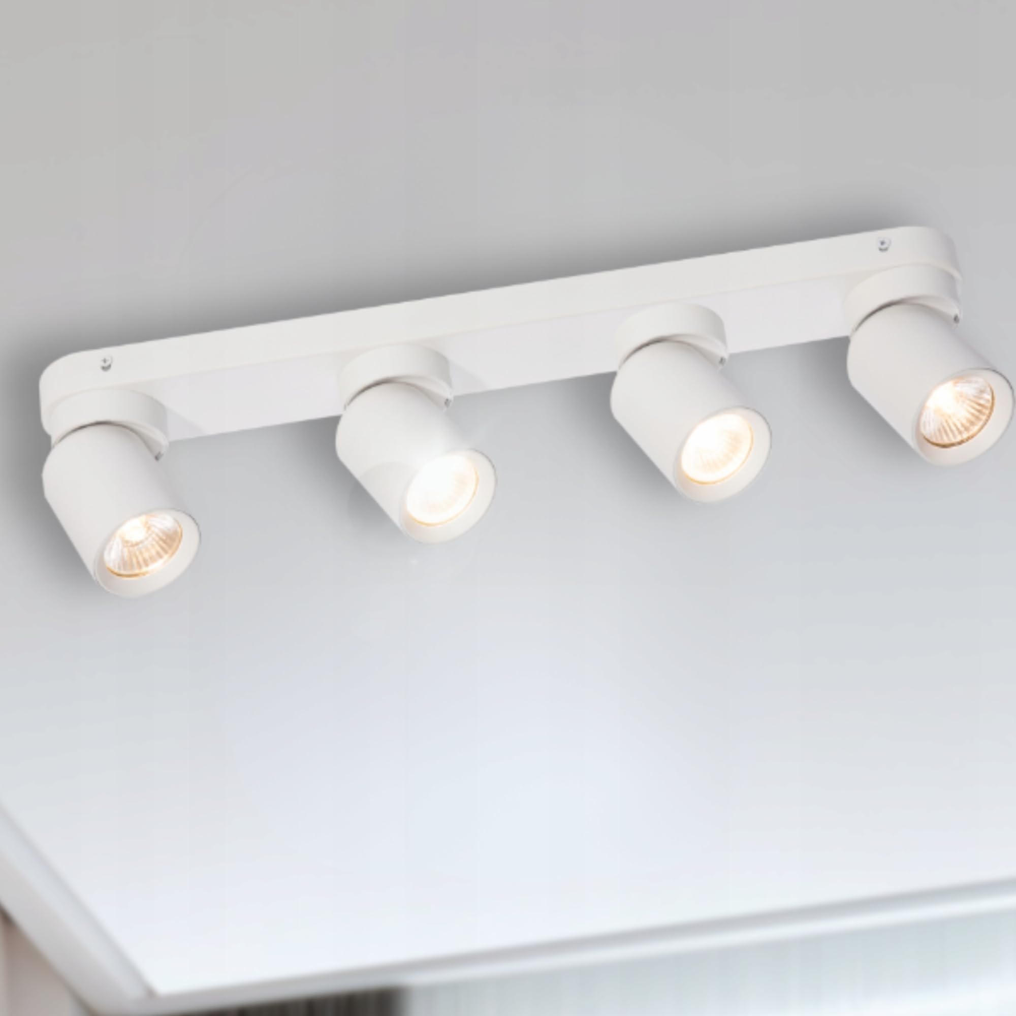 Luminaire Plafonnier avec Source Lumineuse GU10 Remplaçable max. 12 W (Ampoule Non Incluse) Lampe Plafond avec Spot Plafonnier éclairage de Plafond (Blanc, 4 sources lumineuses)