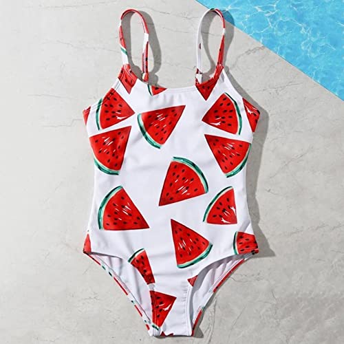 Summer Kids Girls Watermelon Print Swimsuit Adjustable Strap Swimwear One-Piece Bathing Suit Summer Beachwear 8-14Y (White, 11-12 Years)2