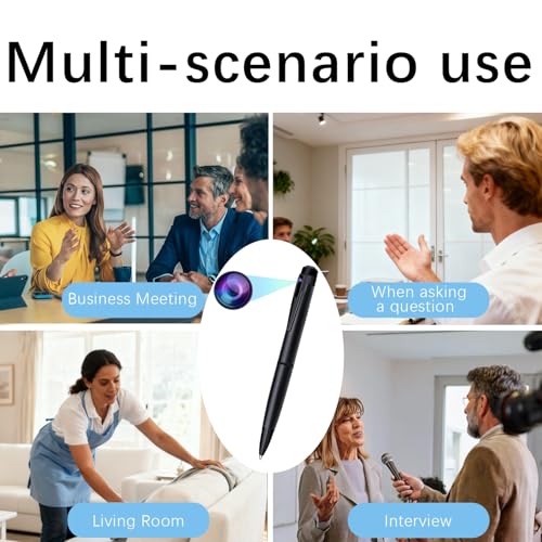 Image of 1080P Full HD Portable Pen Camera with One-Click Recording, Body Pen Cam, 32GB SD Card, 2-Hour Battery for Discreet Business Surveillance, Evidence Collection, and Privacy Protection (Carbon Black)