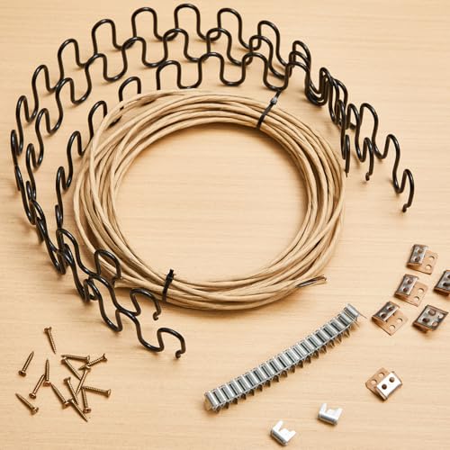 Image of MorningRo 4 Pcs 25 inch Couch Upholstery Spring Repair Replacement Kit - 4 Heavy-Duty Springs, 8 Spring Clips, 32 Nails, 20ft Steel Stay Wire for Fixing Sagging Cushions in Sofa Recliner Chair
