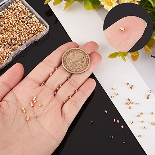 Beebeecraft 1 Box 1000Pcs 2mm/0.08in Crimp Tube Beads 18K Gold Plated Crimp Beads for Jewellery Making Spacers Cord End Caps for DIY Bracelets Making Accessories - Image 3