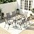 TLSUNNY 7 Pieces Patio Dining Set, Outdoor Table and Chairs W/1.69? Umbrella Hole, 30"X 55" Table and Stackable Textilene Chair, All Weather Patio Furniture Set (Umbrella not Included) (Grey)