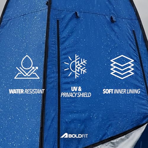 Image of Boldfit Instant Pop-Up Privacy Tent for Camping & Travel, Waterproof Portable Changing Room, Shower & Toilet Tent with UV Protection, Foldable Outdoor Shelter for Beach, Hiking & Camping Use