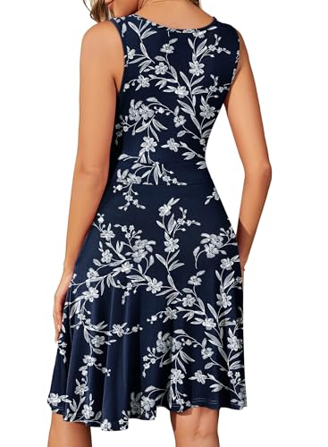 Image of WEACZZY Sundresses for Women,White Navy,S