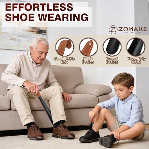 Image of ZOMAKE Long Shoe Horn for Seniors Men,Metal Shoehorn Long handle for Boots, Shoe Spoon Helper