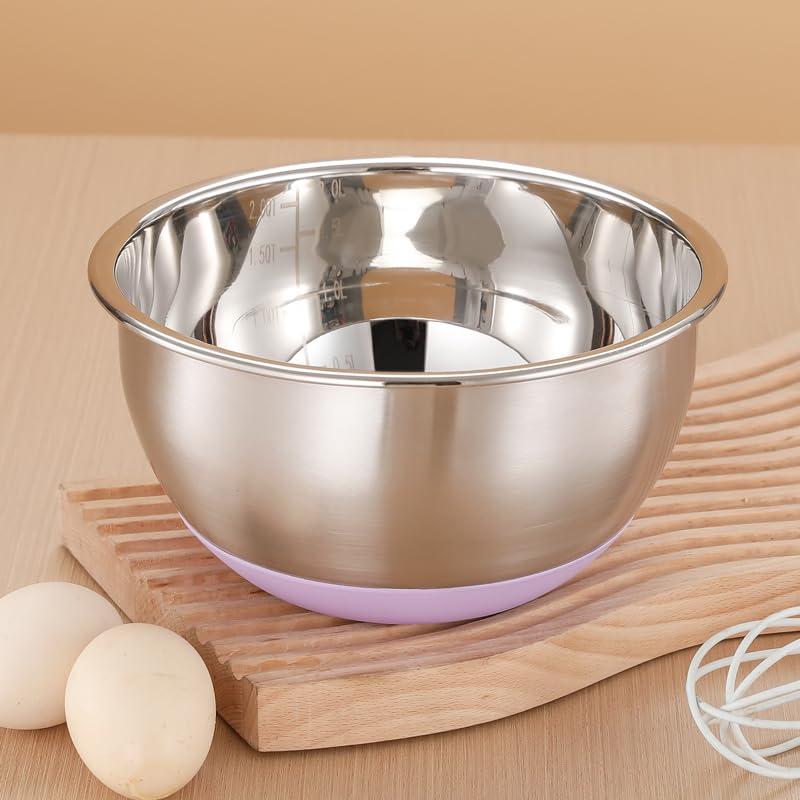 FAB4HOME Mixing Bowl Stainless Steel with Nonslip Silicone Bottom Metal Kitchen Bowl Baking Cooking Bowl Salad Bowl Dishwasher Safe - Image 4
