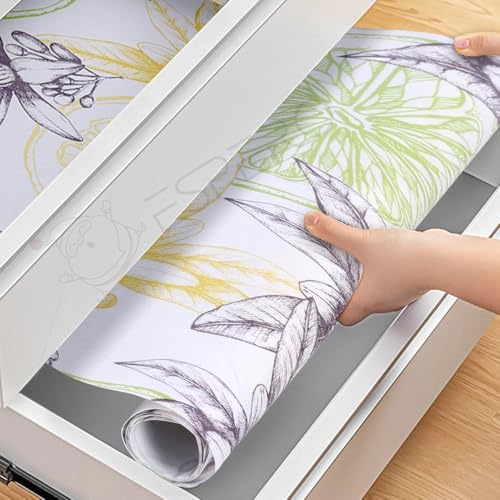 Image of ESPERO Fridge Mats, Kitchen Mat EVA Food Grade Multipurpose Washable Anti Slip Mat /Sheet for Fridge, Shelf Liners for Kitchen Shelves, Table, Kitchen Drawer mat - 300 x 45 cm (Big Flower White)