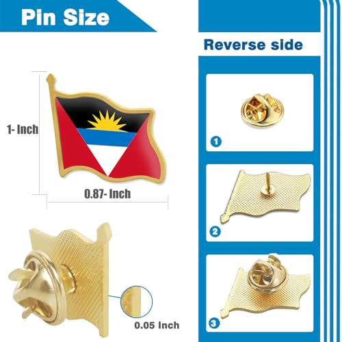 Image of 12 /24 /50 /100Pcs Antigua and Barbuda Flag Lapel Pins Bulk - Metal Antiguan Barbudan National Lapel Pin