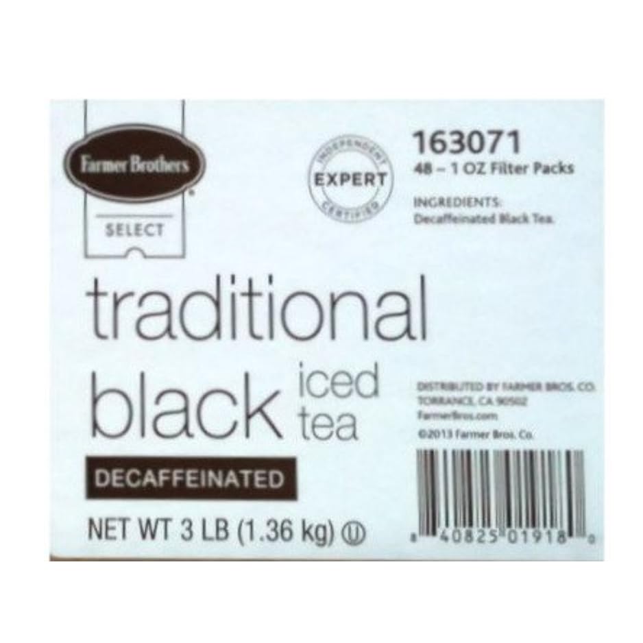 Farmer Brothers Black Tea Bags DECAF, Iced Tea-48 count, 1 oz each