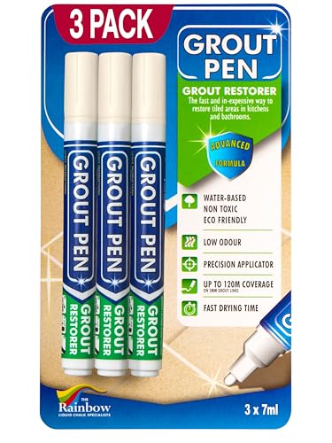 Grout Pen Ivory Tile Grout Paint Marker - Narrow 5mm Tip (7mL) - 3 Pack