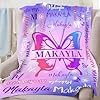 D-Story Ships Next Day, Personalized Baby Blanket Custom Blanket with Name Customized Butterfly Blankets for Kids,Christmas Blankets Gifts for Teen Girls Boys #3