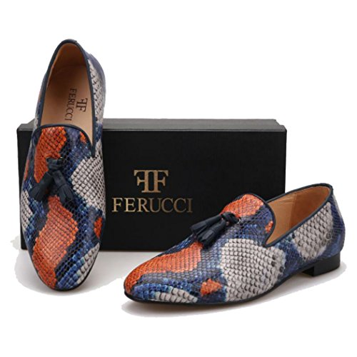 FERUCCI Handmade Men Snake Pattern with Tassel Slippers Loafers4