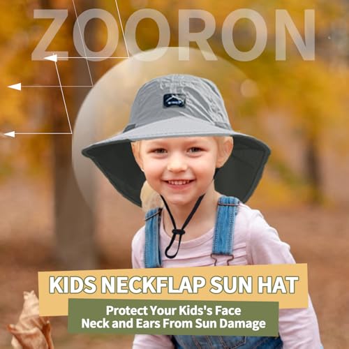ZOORON Kids Sun Hat with Neck Flap UPF 50+ UV Protection Wide Brim Breathable Fishing Safari Beach Summer Hat for Boys Grils 5