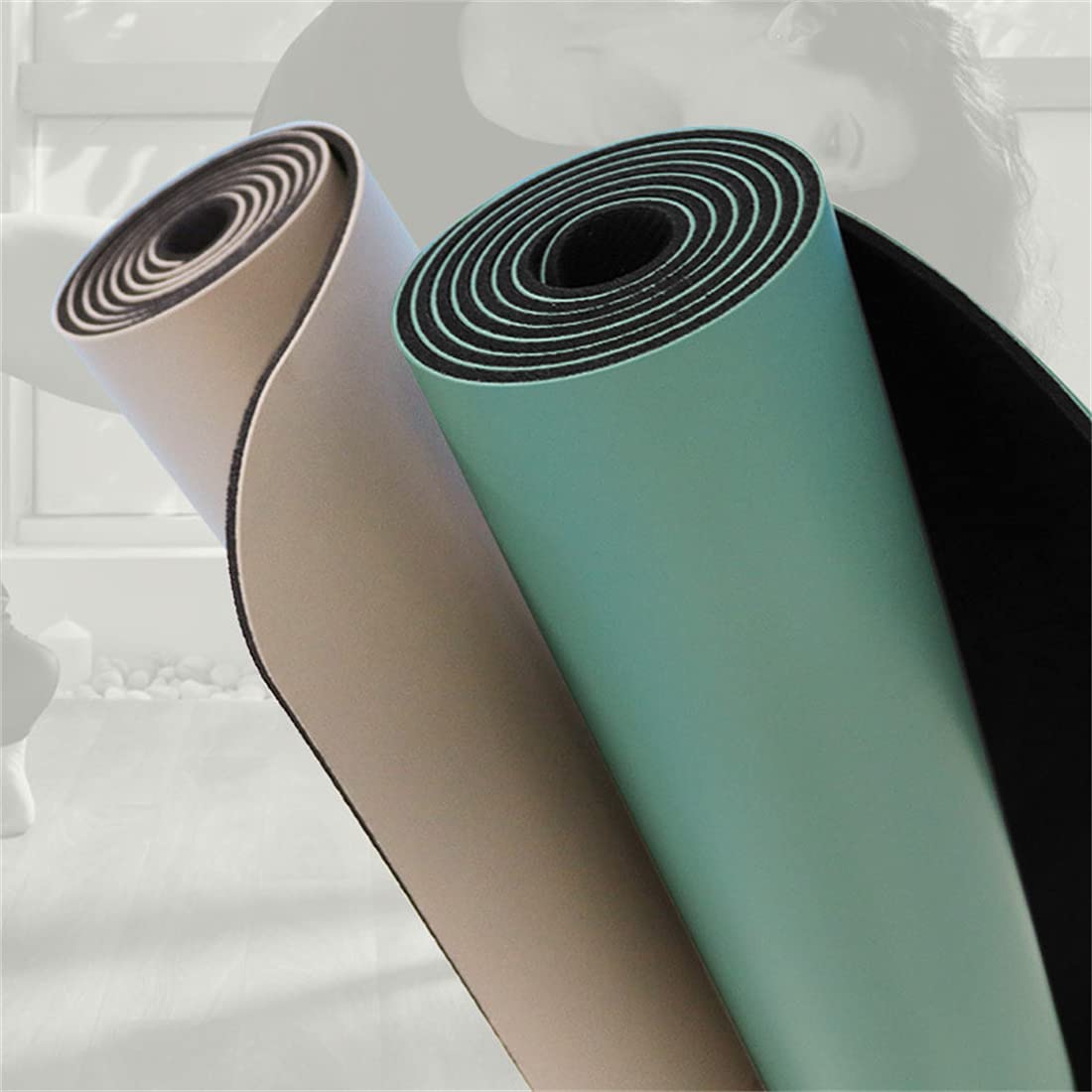 Tappetini da Yoga Eco-Friendly, Anti-Lacrime per Le Donne, Fitness Antiscivolo Bifacciale, Palestra E Tappetini da Palestra per Yoga, Pilates E Esercizi da Pavimento,H