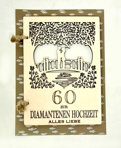Woodland Mail Ewige Liebe: Holz-Jubiläumskarte zur diamantenen Hochzeit - 60 gemeinsame Jahre