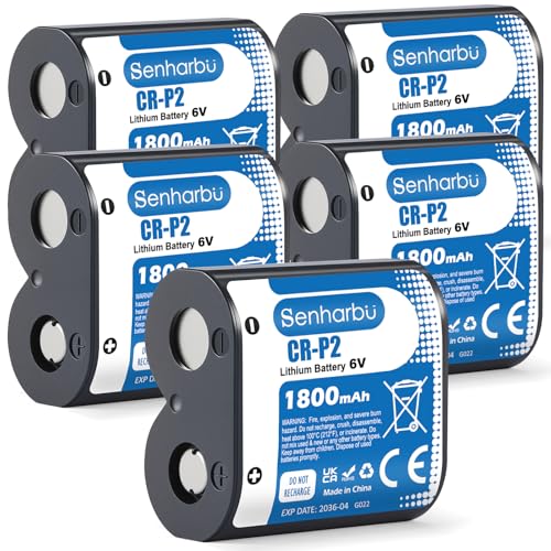 Senharbu CR-P2 6V Lithium Battery 1800mAh 5 Pack High-Performance Photo Battery Replaces 223A DL223A EL223AP 2CR-P2 for Cameras Motion Sensor Faucets Flashlights Security System Smart Device