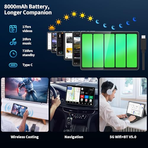Image of 10 inch Android 15 Tablet, 2026 Tablet with Keyboard, 24GB+256GB+2TB Expand, Tablets PC with Gemini AI, 8000mAh Battery, 5G WiFi, Widevine L1, 2 in 1 Tablets with Case, Mouse, Stylus (Pink Case)