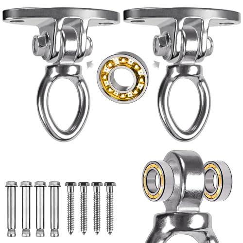 SELEWARE Stainless Steel SUS 304 Swing Hangers Heavy Duty Swing Hooks Ceiling Swing Mount Hardware for Playground Swing Set Porch Swing Hammock Chair Heavy Bag Yoga Swing 2000 lbs Capacity 2 Pack
