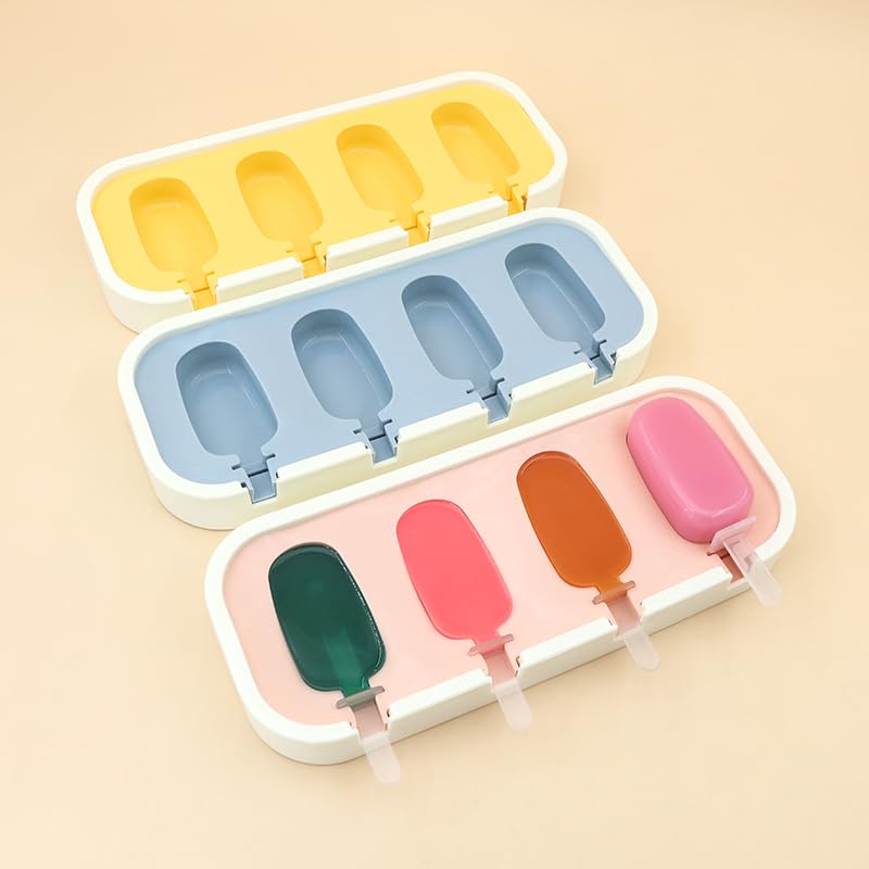Image of (Set of 2) Stackable Mini Silicone Ice Cream Maker, Ice Cream Mould Set Kulfi Moulds Set Popsicle Mould Silicone, Kulfi Maker for Freezer (Pink)