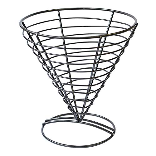 PACKNWOOD 294CONE18 - Metal Cone Holders -Black Steel Basket Fry and Appetizer Cone Display - Decorative Ring Stand for Food - Reusable Metal Cone Stand - (H:6.9