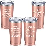 4 Pieces Thank You Teacher Travel Mug Gifts for Teacher Appreciation Graduation Birthday Christmas...
