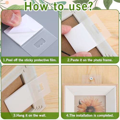 Image of Yuanchu 10 Pcs Adhesive Picture Hangers, Sawtooth Self Adhesive Picture Hangers Plastic Poster Hanger No Nail Picture Frame Hangers(10 Pcs)