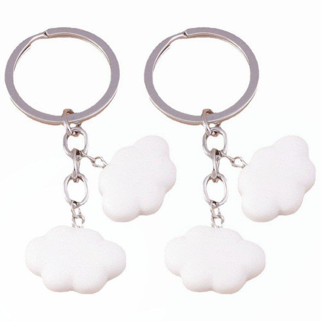 Danlai Girls White 2 Pcs Cute Clouds Keychains Bag Charm Key Chain Car Key Ring Pendant For Purse Handbag Bag Decoration